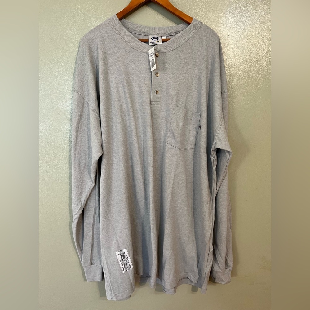 Tyndale Co Gray Made In USA Flame Resistant Henley Thermo Shirt Mens 3X NWT